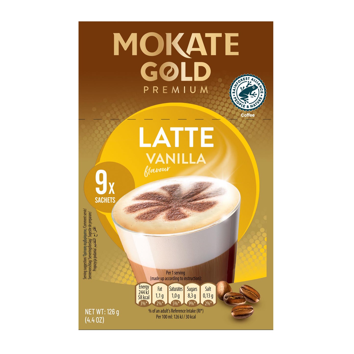 Mokate Gold Premium Vanilla Latte 9pk 126g
