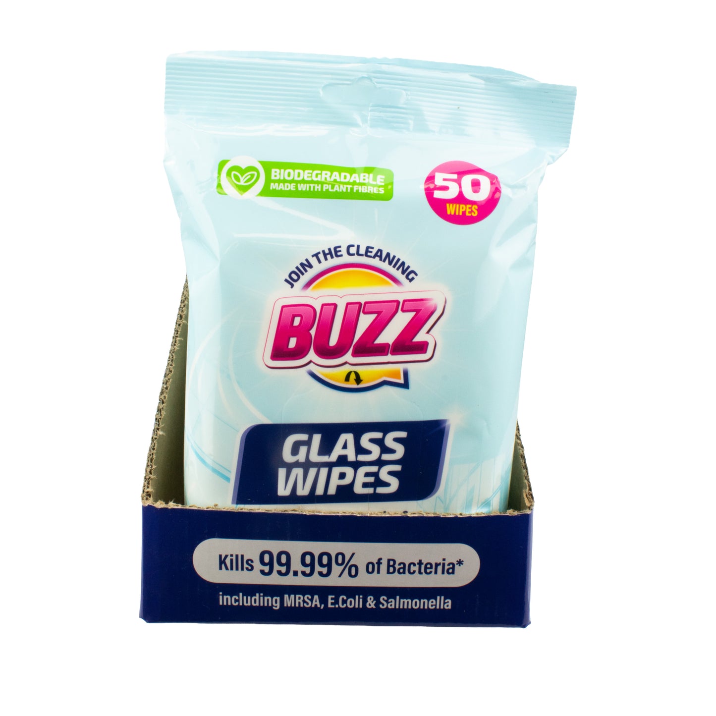 Buzz Biodegradable Glass wipes 50pk
