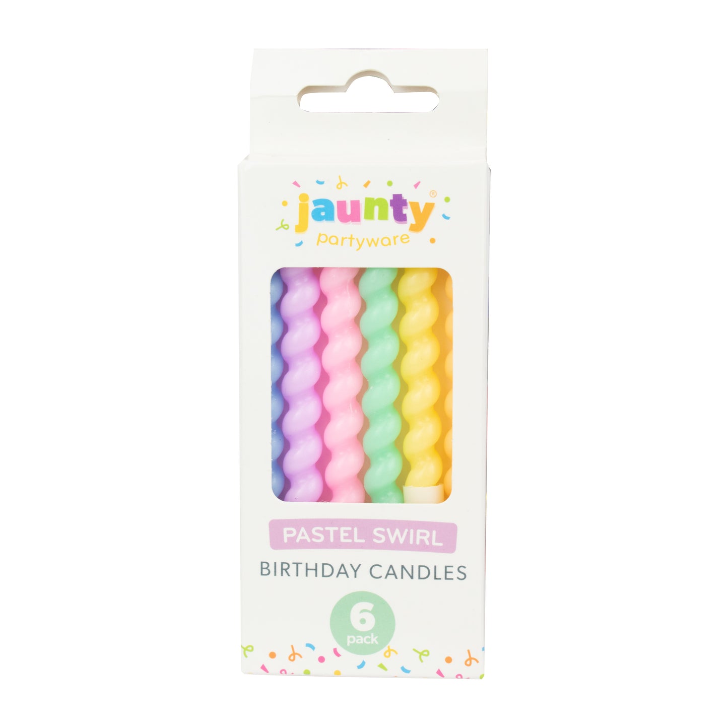 Jaunty Pastel Swirl Birthday Candles 6pk