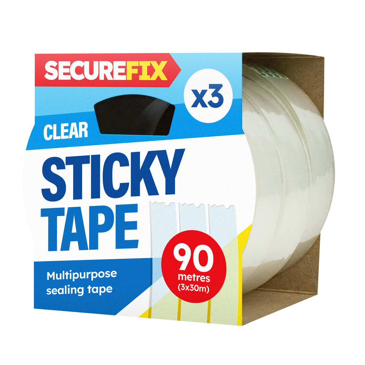 Clear Sticky Tape 30m 3pk