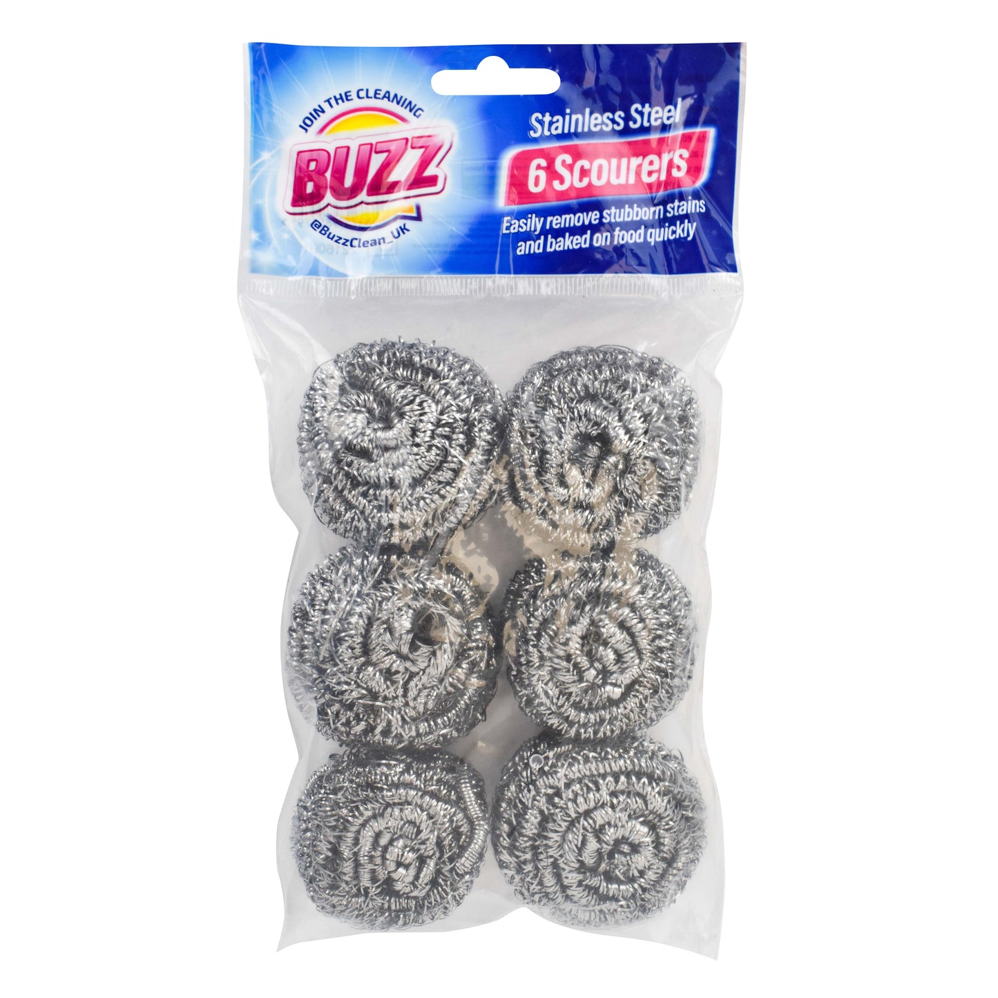 Stainless Steel Scourers 6 Pack Clipstrip (OC)