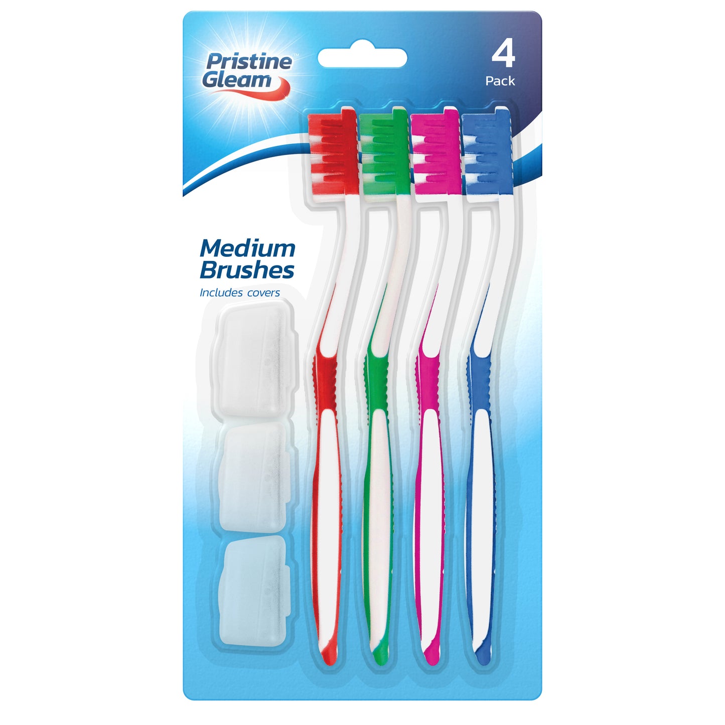 Medium Toothbrushes with 3 Covers 4pk