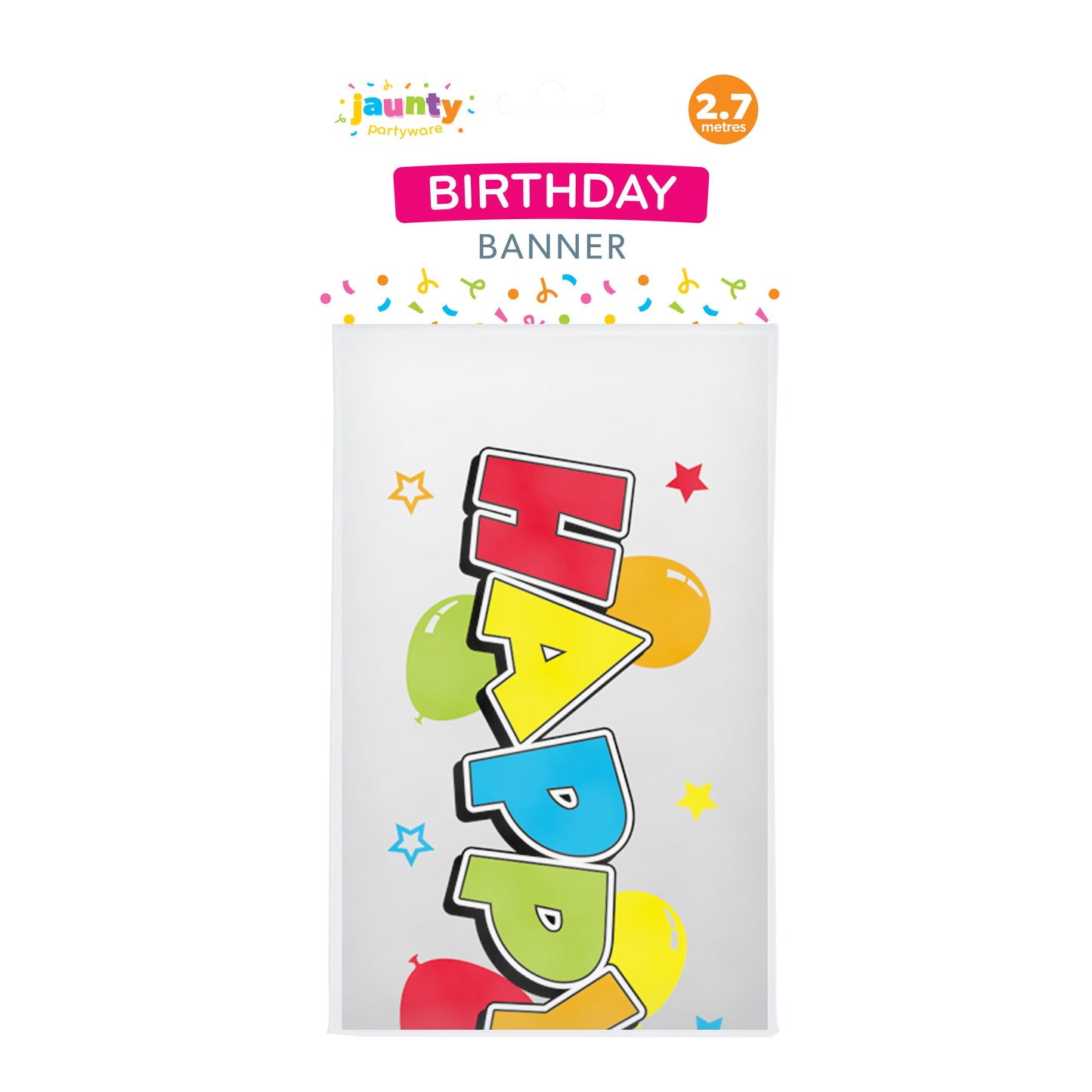 Jaunty Birthday Banner 1pk 2.7m