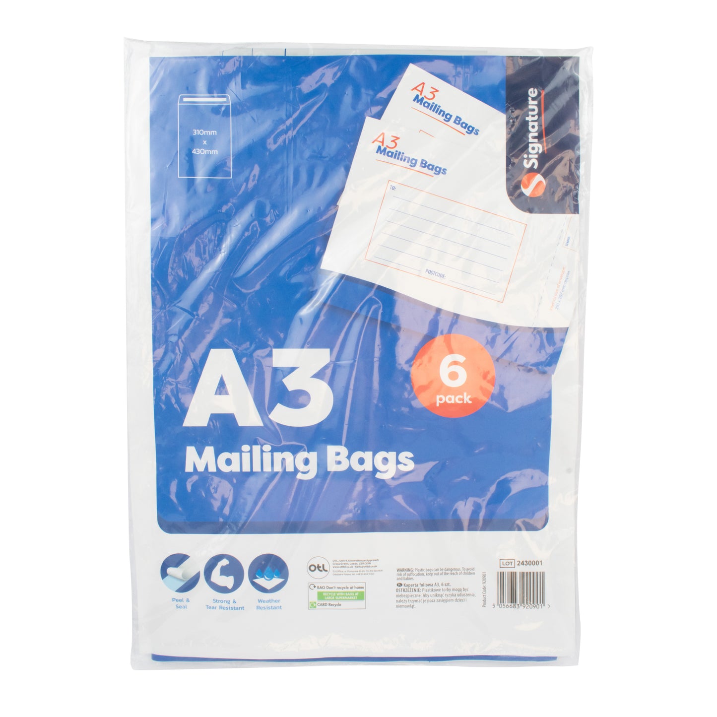 A3 Mailing Bag 6 Pack