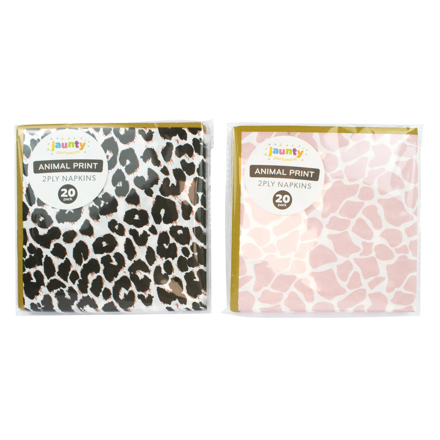 Jaunty 33 x 33cm 2ply Animal Print Napkins 20pcs (Leopard & Giraffe Mix)