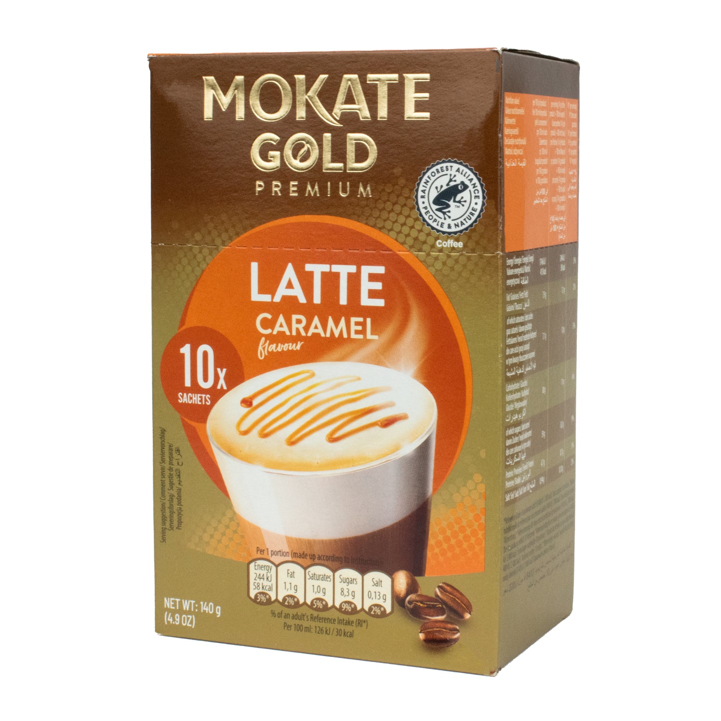 Mokate Gold Premium Coffee Caramel Latte 10pk 150g