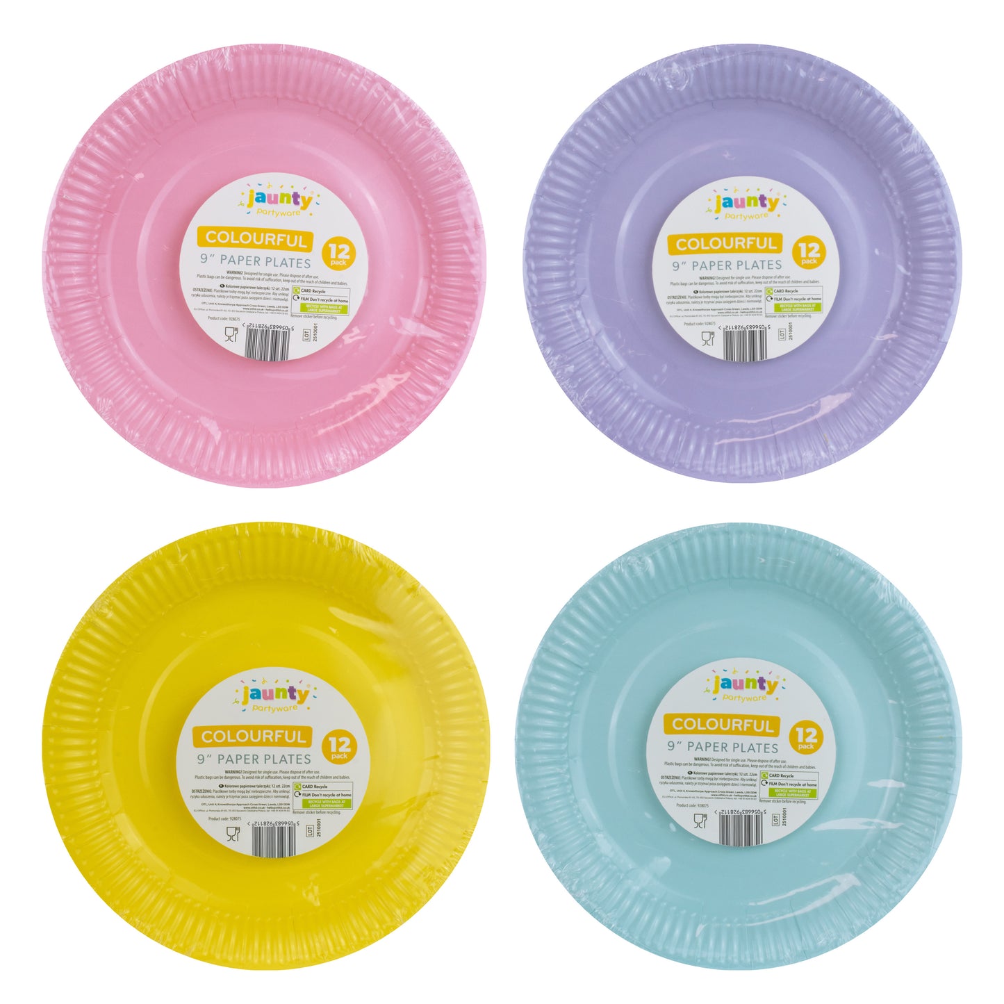 Jaunty 9" Colourful Paper Plates 12PK