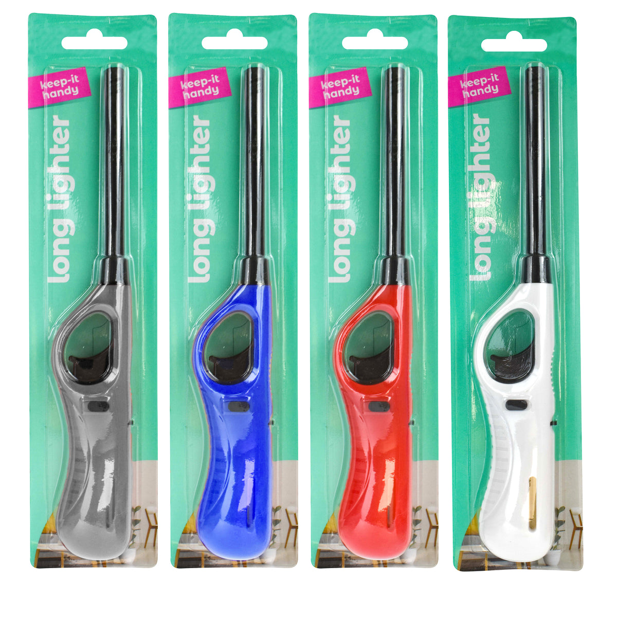 Refillable Elec Long Lighter 1pk KIH Clipstrip
