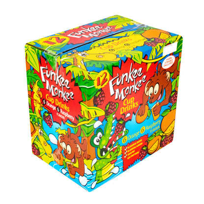 Funkee Monkee Sugar Free Juice Cup with Straw 12x 200ml - Orange & Raspberry