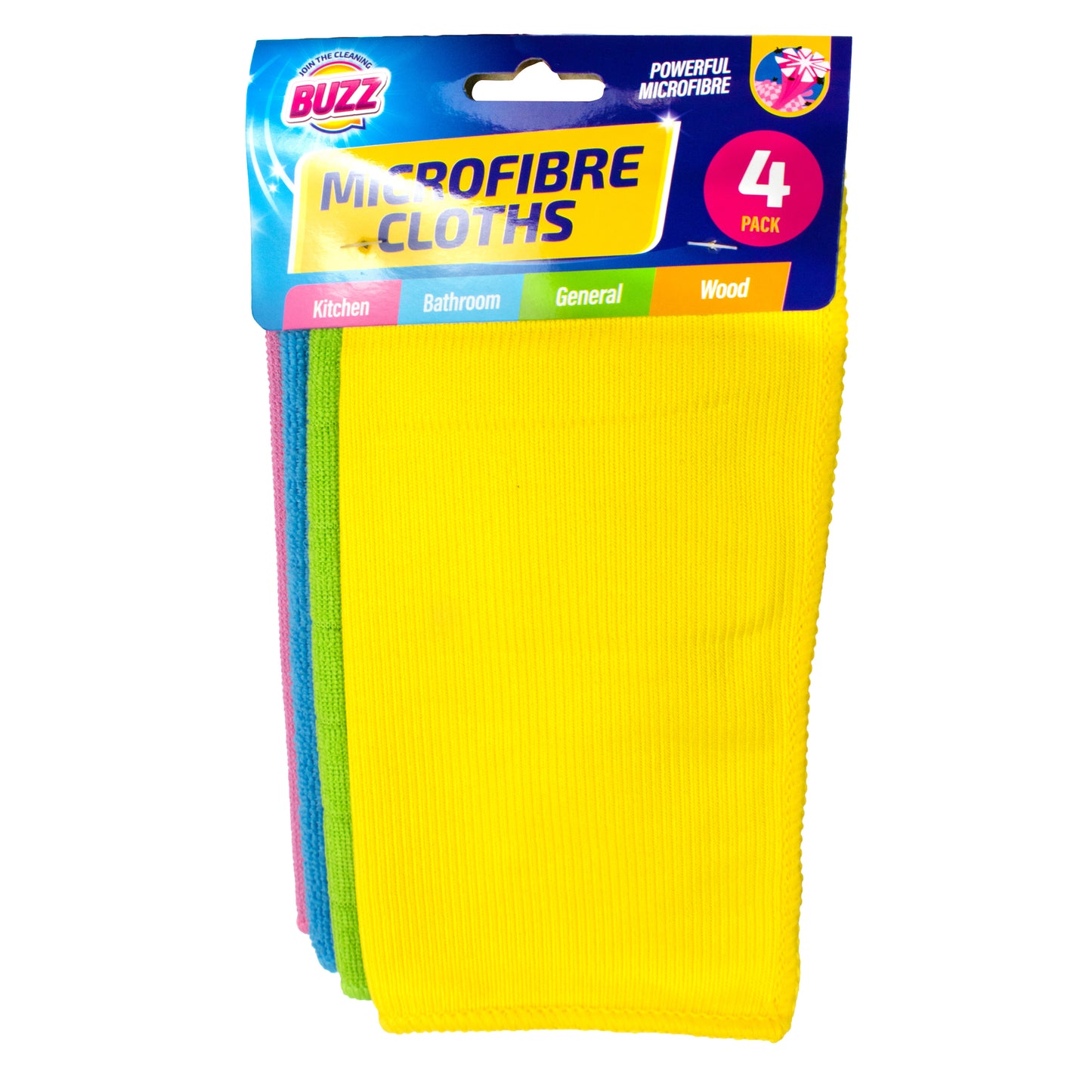 Buzz Microfibre Cloths Header Card 4pk