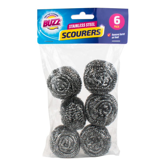 Stainless Steel Scourers 6 Pack Clipstrip (OC)