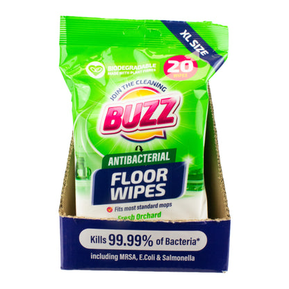 Buzz Biodegradable Floor Anti-Bac Wipes 20pk Fresh Orchard
