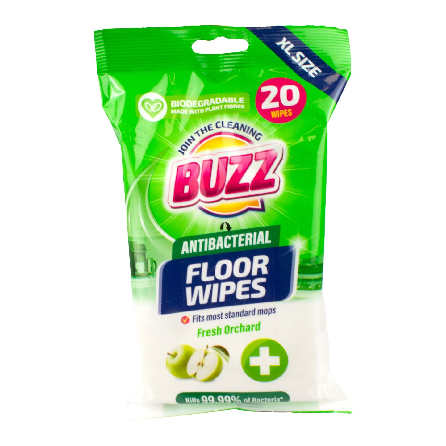 Buzz Biodegradable Floor Anti-Bac Wipes 20pk Fresh Orchard