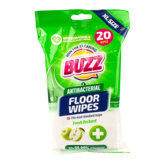 Buzz Biodegradable Floor Anti-Bac Wipes 20pk Fresh Orchard