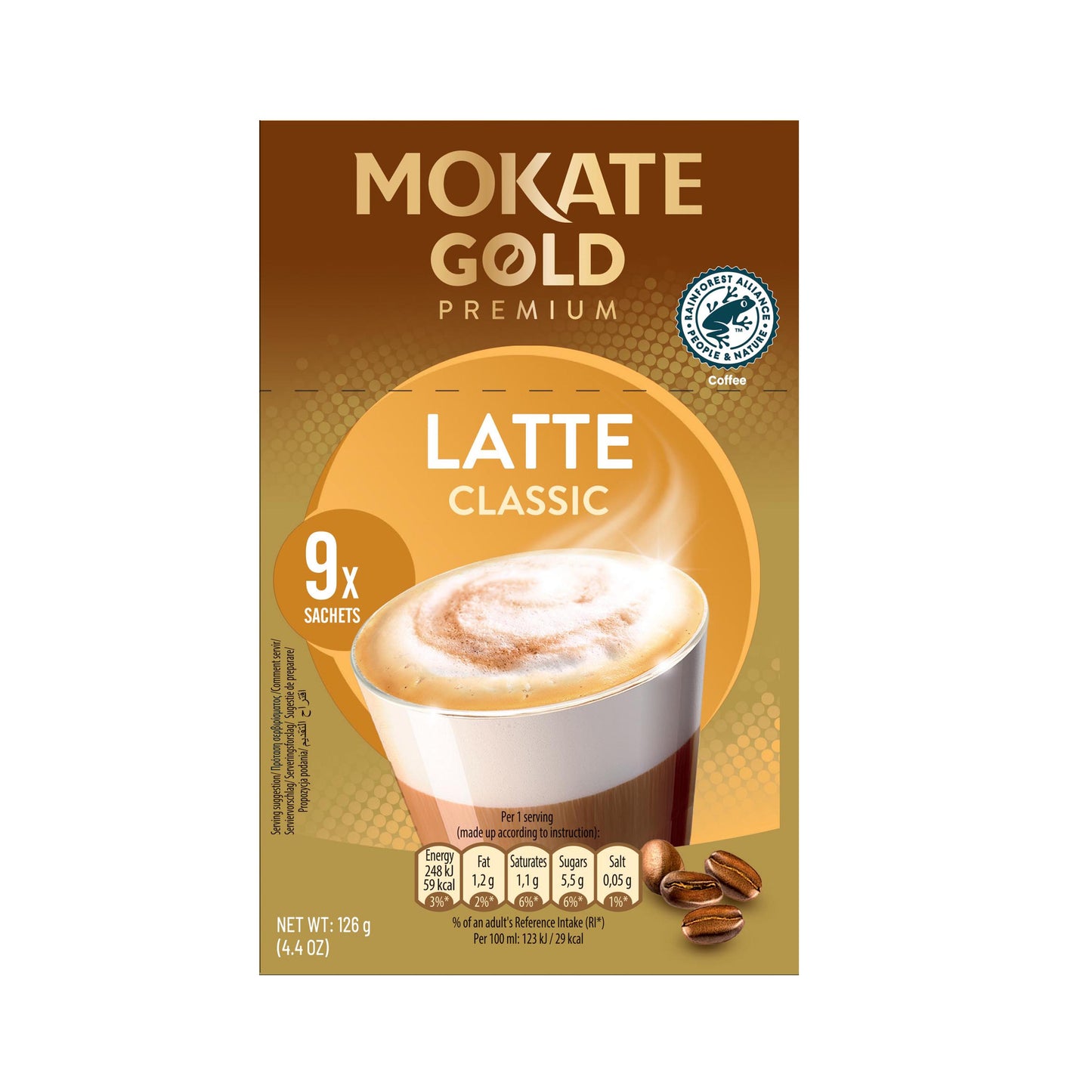 Mokate Gold Premium Coffee Latte 9pk 126g