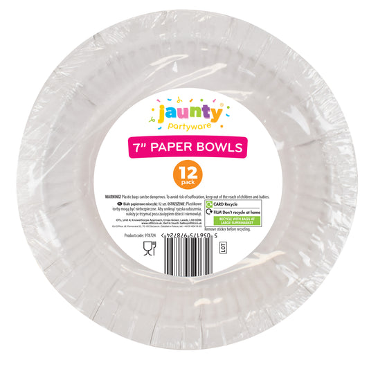 Jaunty White Paper Bowls 12pk