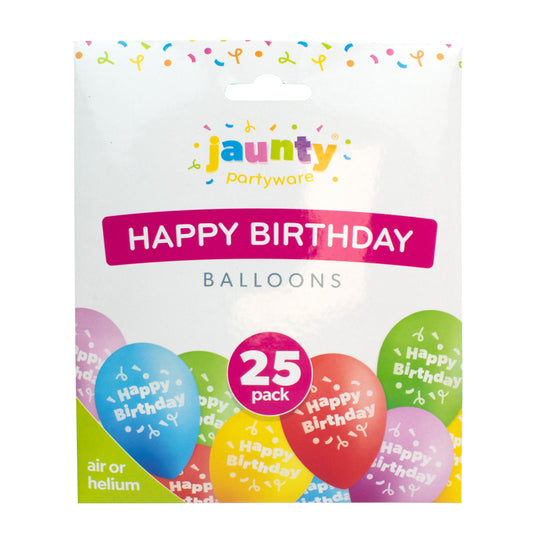Jaunty Happy Birthday' Balloons 25pk