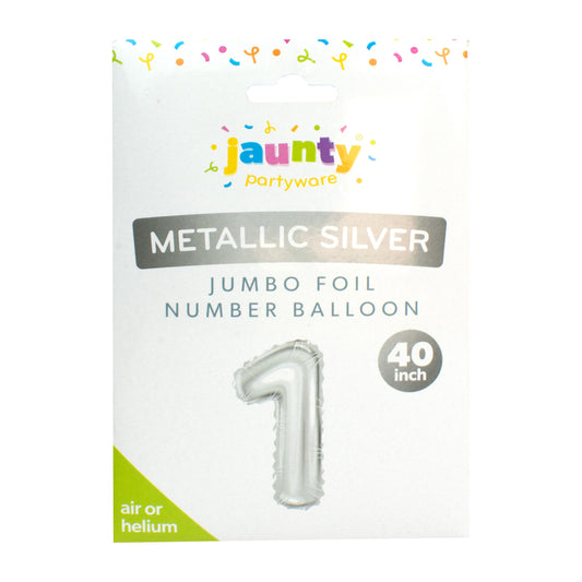 Jaunty 40" Silver Number Foil Balloon 1pk