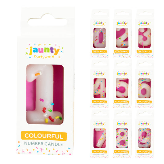 Jaunty Confetti Number Candle 1pk