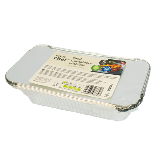 Large Foil Food Containers with Lids 5pk