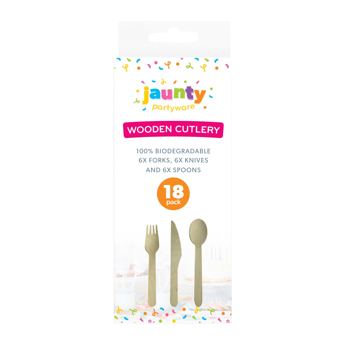 Jaunty Wooden cutlery 18pk (OC)