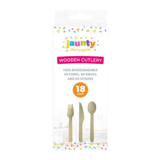 Jaunty Wooden cutlery 18pk (OC)