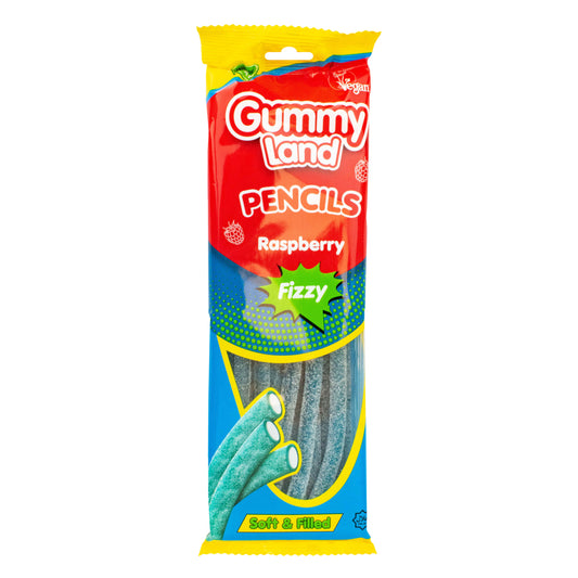 Gummy Land Blue Raspberry Flavour Fizzy Pencils 150G IC
