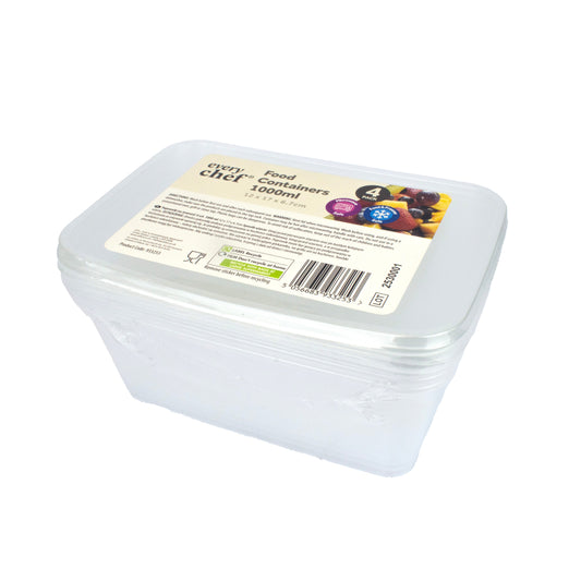 Plastic Food Containers 1000ml 4pk