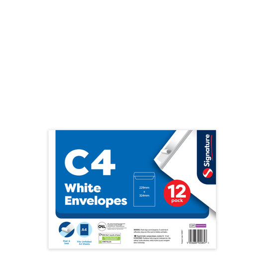 White Peel and Seal C4 envelope 12pk