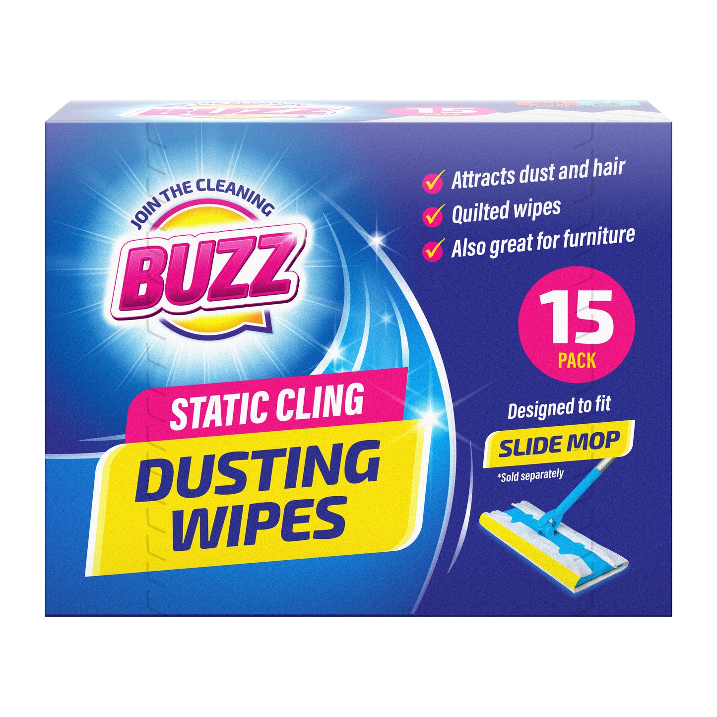 Buzz Slide Mop Dry Refills 15pk