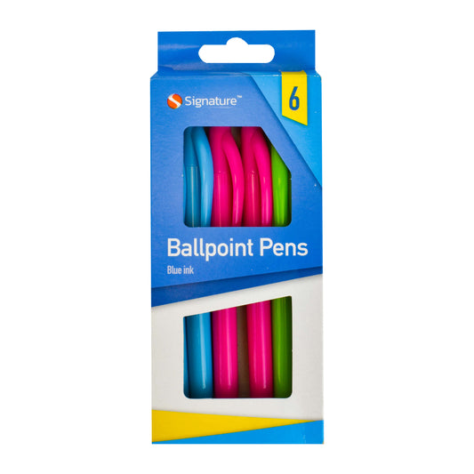 Colourful Click Pens 6pk