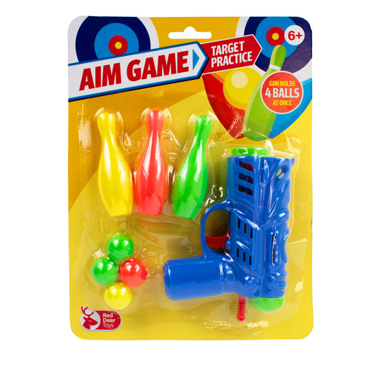 Gun with 4 balls and 3 Bowling Pins
