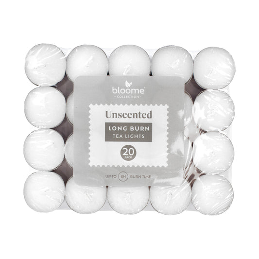 Long Burn White Tealights 20pk