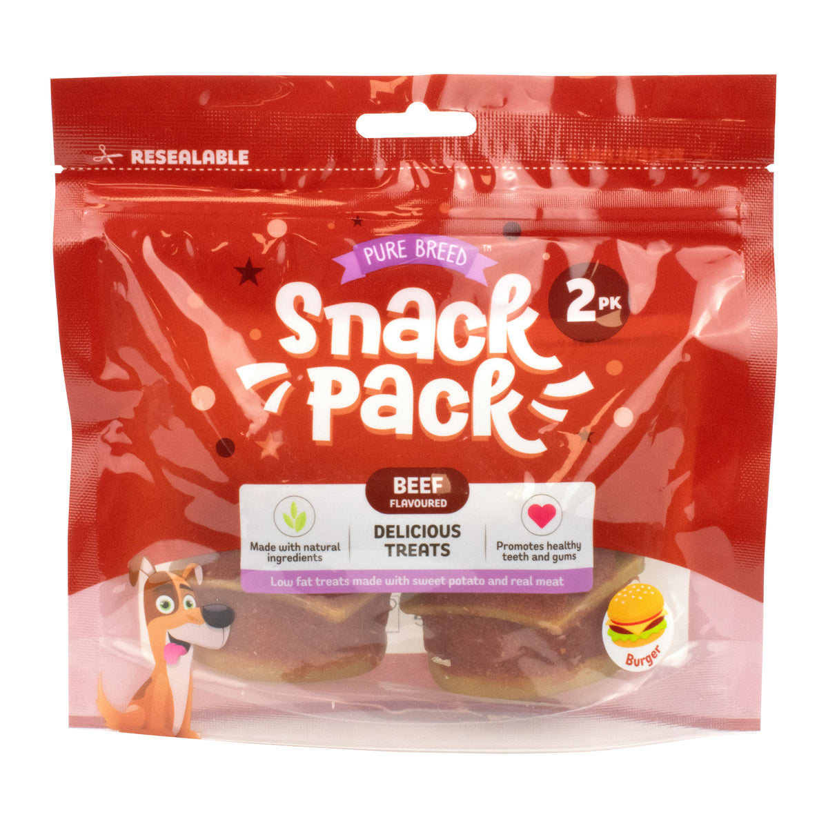 Beef Flavoured Burger Dog Chew & Occupier 100g (2 pieces)