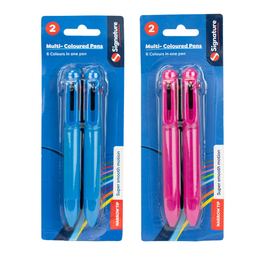 6-in-1 Multi-coloured Pen 2pk
