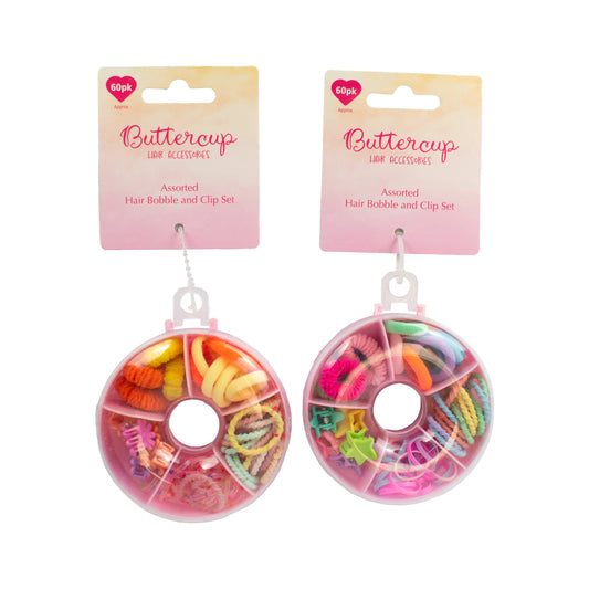 Childrens Hair Bobble and Clip Set (Pastels and Brights Mixed)