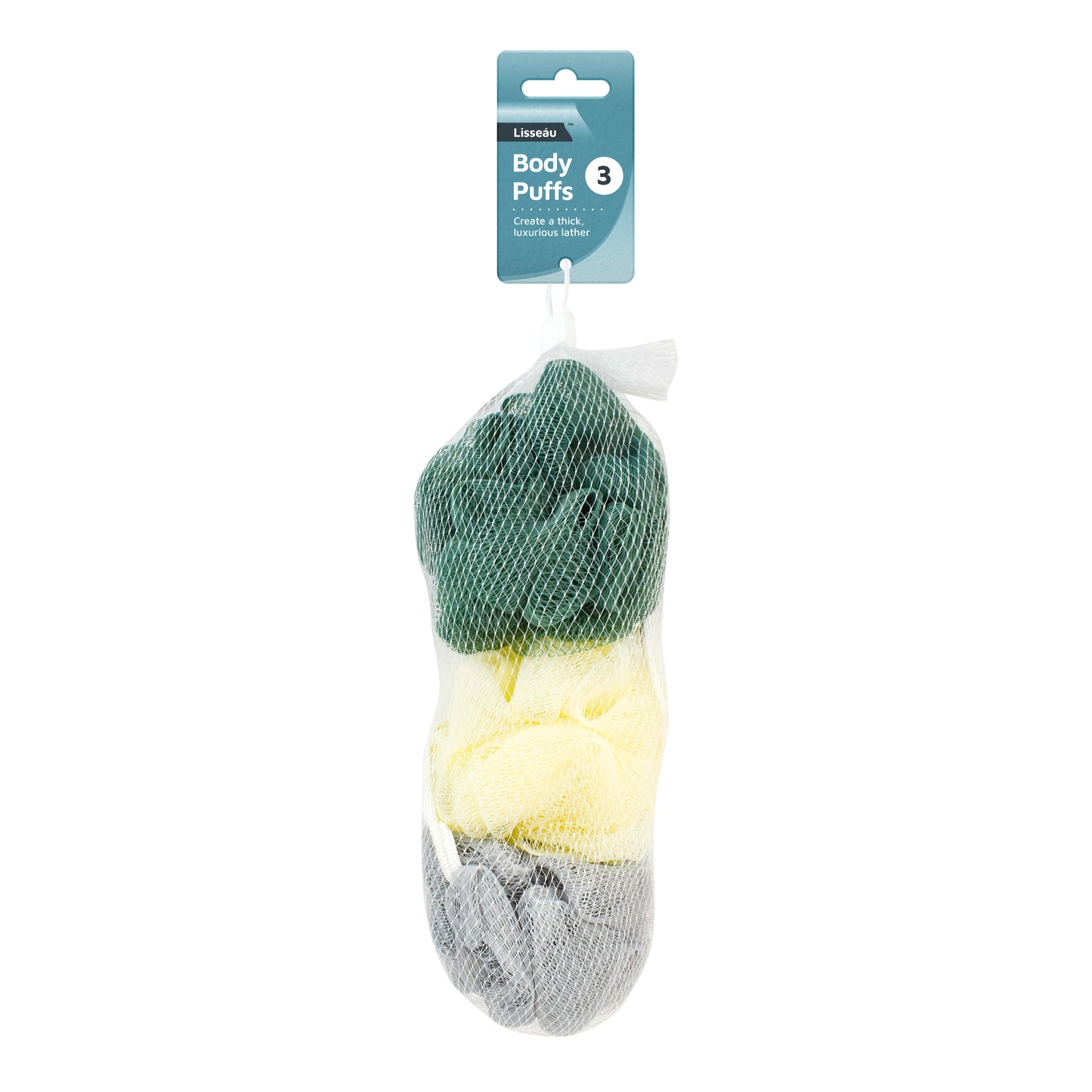 Assorted Body Puffs 3pk Neutral Clipstrip (OC)