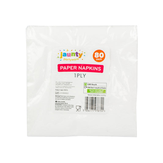 Jaunty White Napkins 80pk 1ply