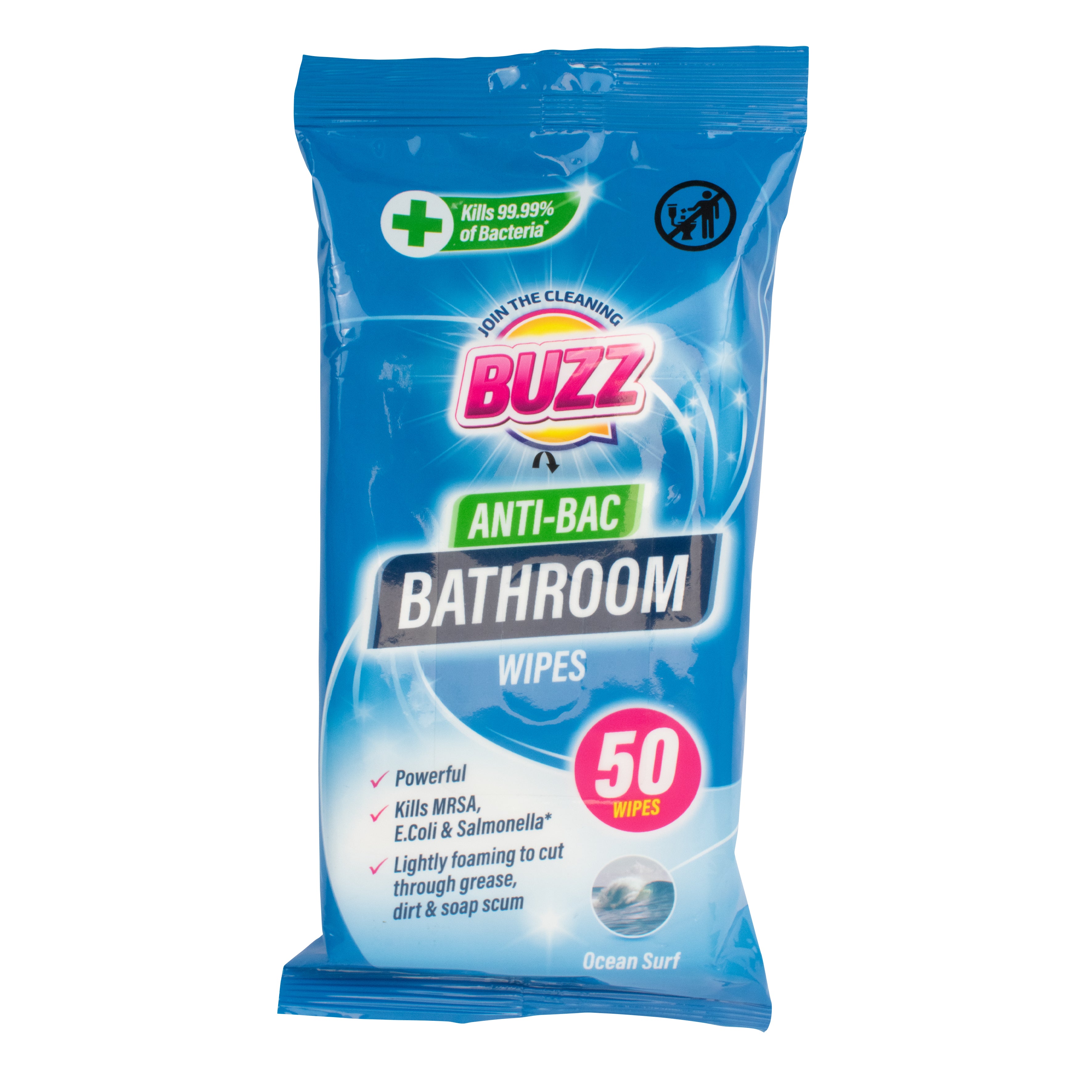 Buzz Bathroom Anti-BacWipes 50pk - Ocean – OTL Production