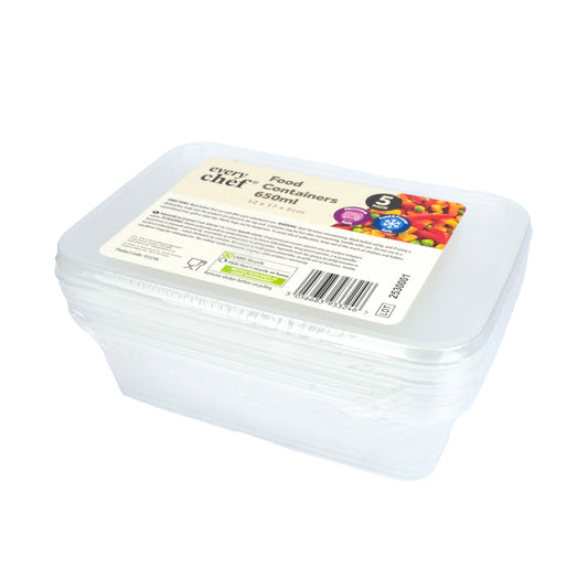 Plastic Food Containers 650ml 5pk