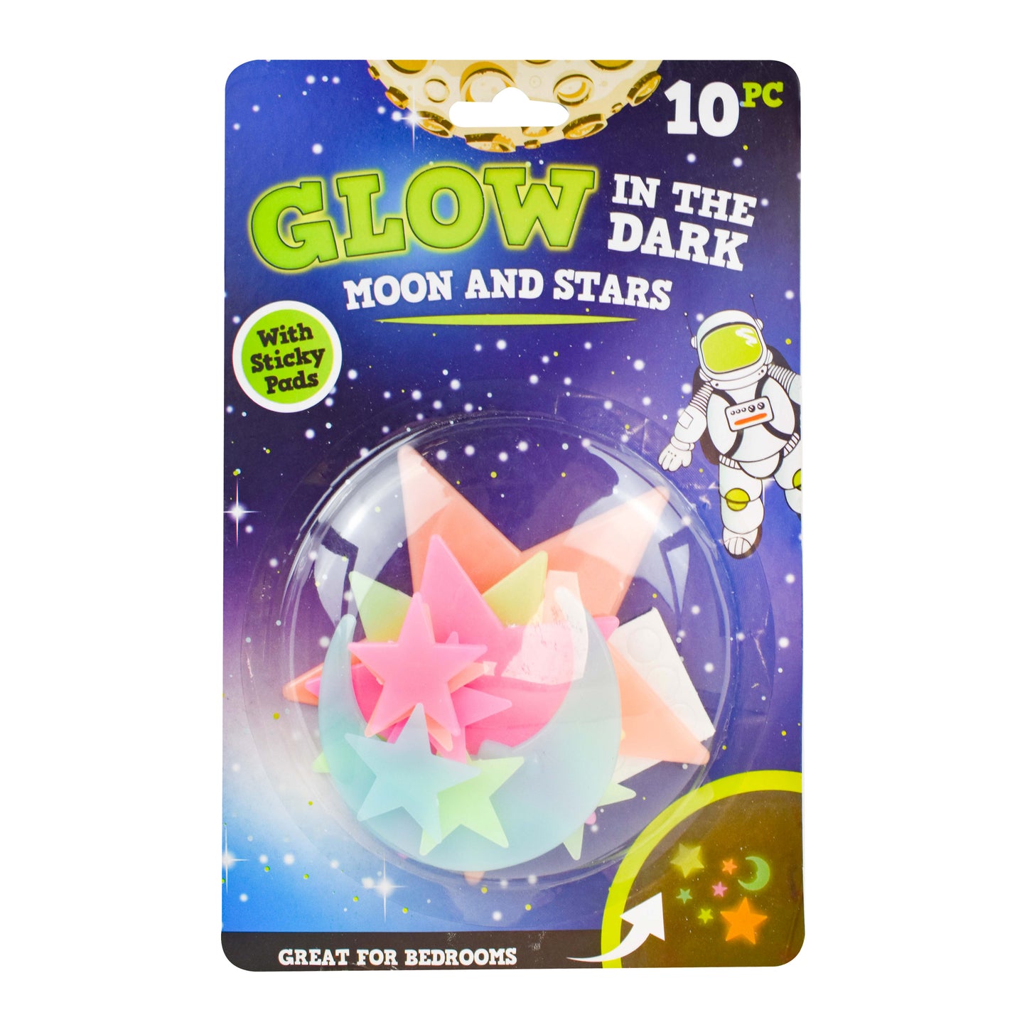 Glow In The Dark Moons & Stars 10pk Clipstrip (OC)