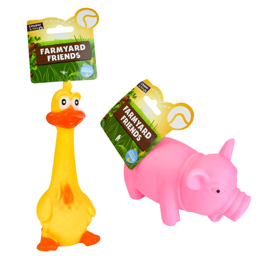 Dog Squeaky Farmyard Friends Toy (Duck, Pig) Mix