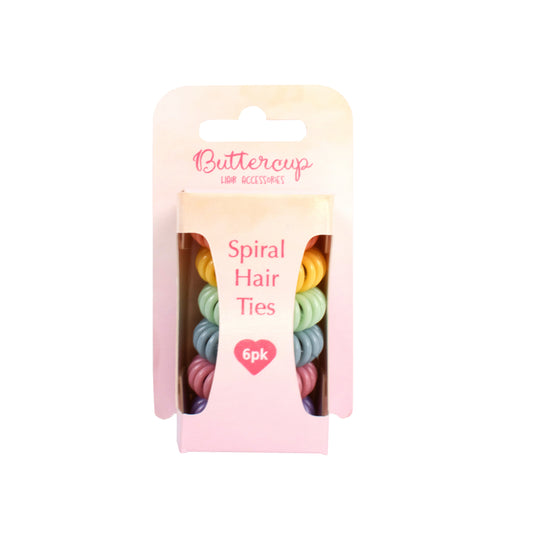 Small Coloured Spiral Hair Ties 6pk