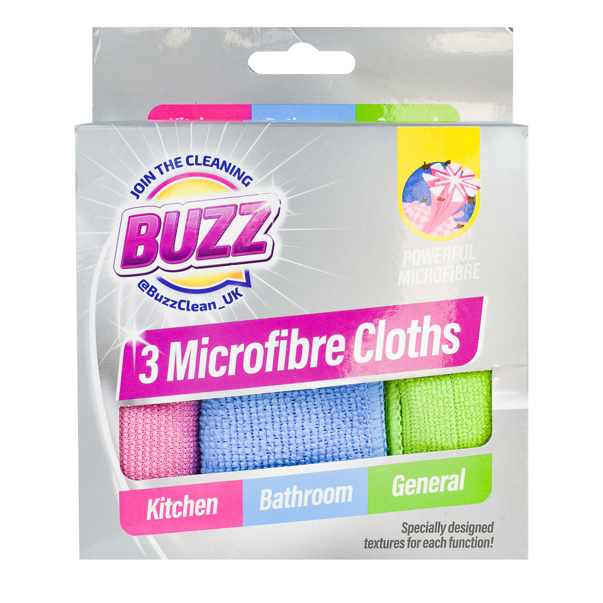 Buzz Microfibre Cloths 3pk
