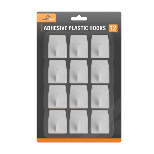 Adhesive Plastic Hooks 12pk