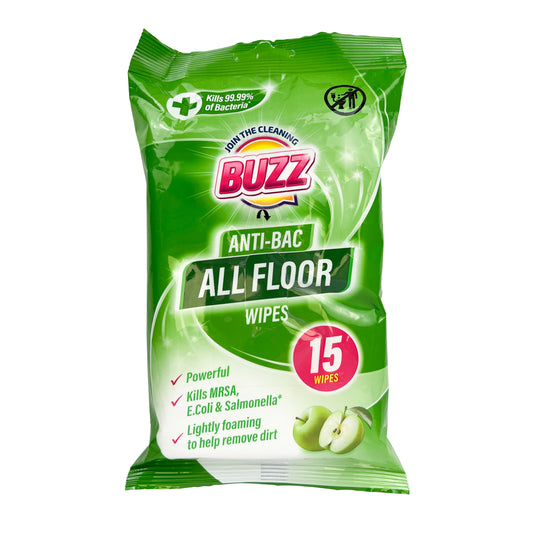 Buzz Floor Anti-Bac Wipes 15pk Apple