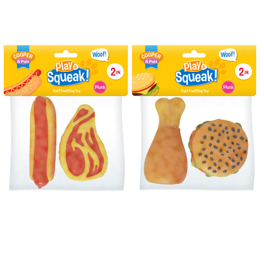 Dog Squeaky Fast Food 2pk