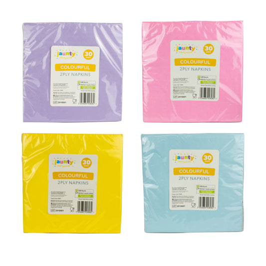 Jaunty 2ply Colourful Paper Napkins 30PK