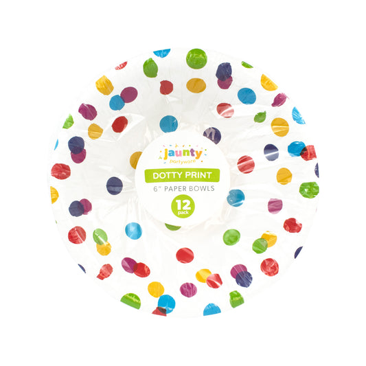 Jaunty 6" Confetti Print Paper Bowls 12pcs
