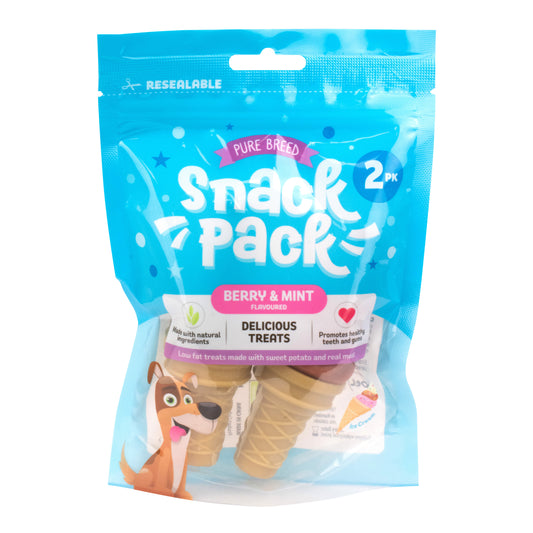 Mint & Strawberry Flavoured Ice-cream Dog Chew & Occupier 100g (2 Cones)